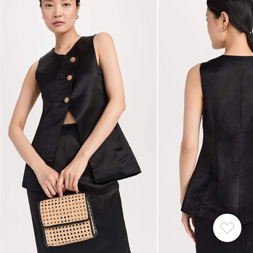 Posse - Gigi Gilet — Black Sleeveless Top with Gold Buttons